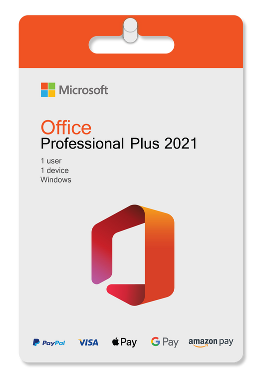 Produktbild von Office 2021 Professional Plus, Original-Software-Lizenz für Windows. Geeignet für Privatanwender und Unternehmen.